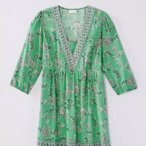J. Jill Light-Garden-Green Multi Border-Printed Flounced Hem Dress XLP